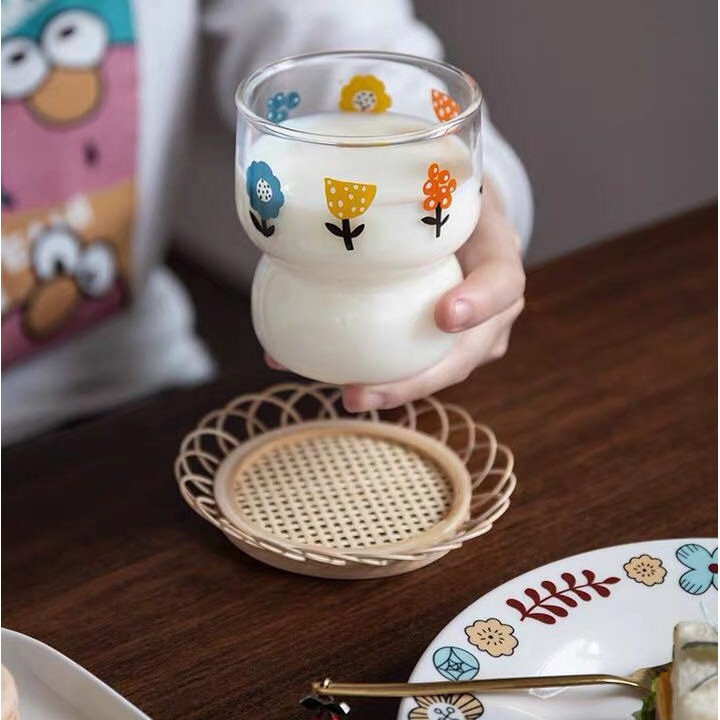 Đế lót ly đan tre thủ công phong cách Nhật Bản