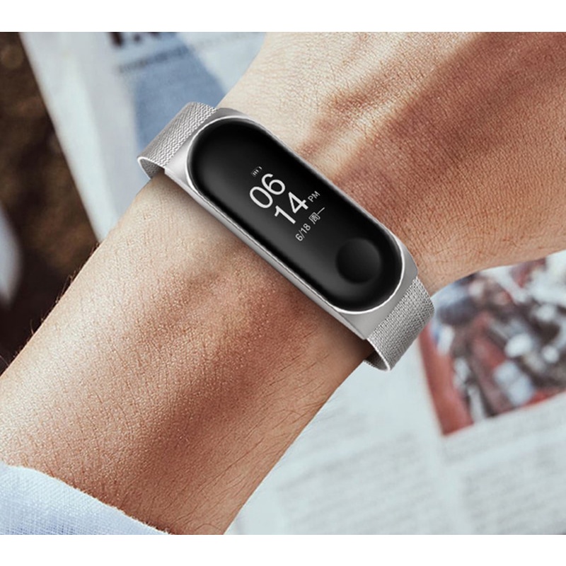 Dây Đeo Thay Thế Bằng Thép Không Gỉ Cho Xiaomi Mi Band 7 6 5 Mi Band 4 3 5 6 7 NFC