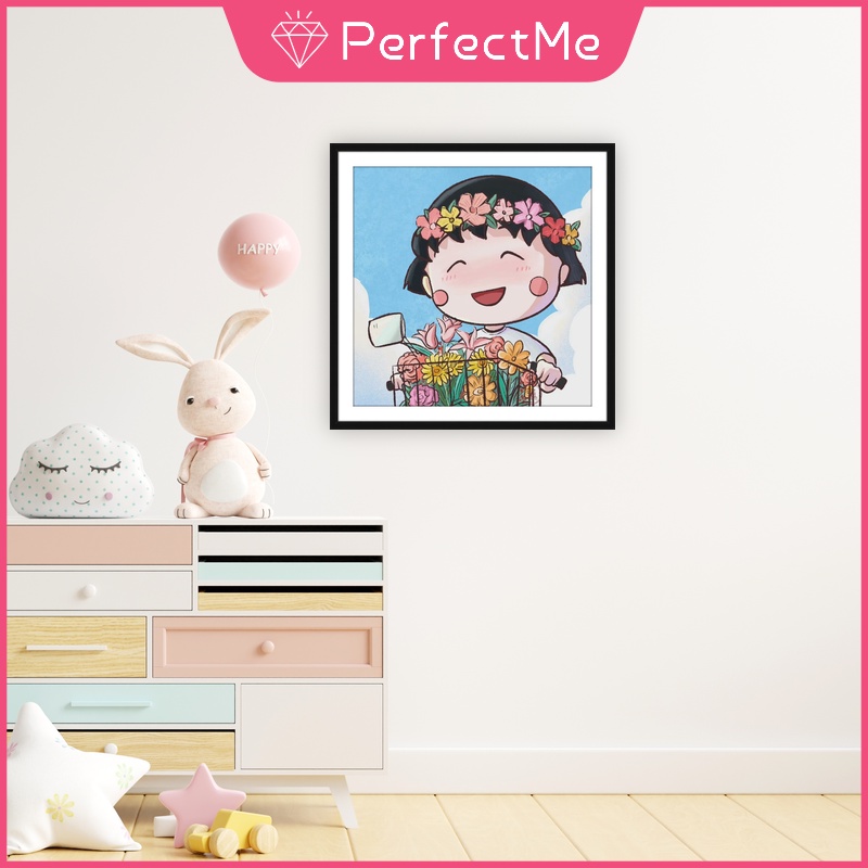 (Hàng Có Sẵn) Bộ Tranh Đính Đá Tự Làm Trang Trí Nhà Cửa Hình Maruko 5D Cỡ 30 X 30Cm