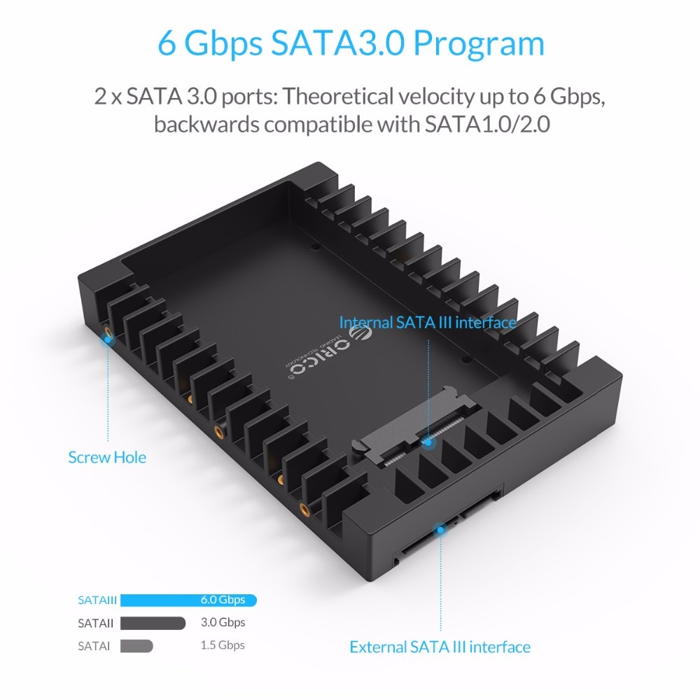 Khay đựng ổ cứng ORICO 1125SS hỗ trợ SATA 3.0 HDD và SSD từ 2.5 đến 3.5 inch 7 / 9.5 / 12.5 mm