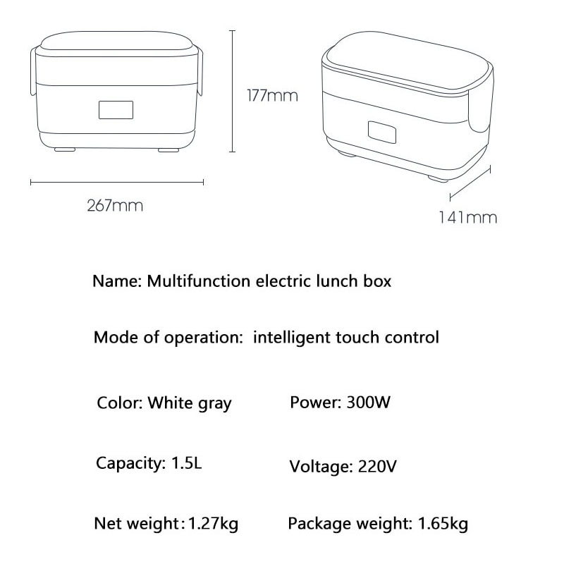 Hộp cơm điện Xiaomi Life Element MỚI 1.5L Nồi cơm điện di động DFH-F36 Hộp cơm văn phòng cách nhiệt ngoài trời 304 lót