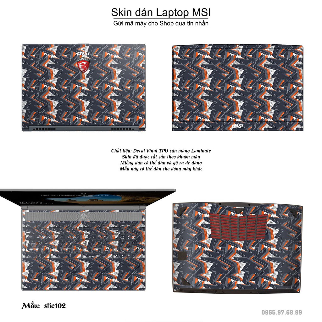 Skin dán Laptop MSI in hình Hoa văn sticker _nhiều mẫu 17 (inbox mã máy cho Shop)