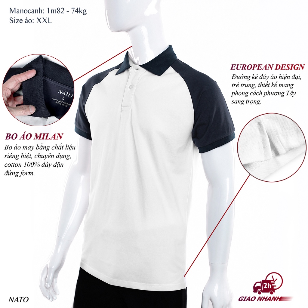 Áo Thun Polo Nam RAGLAN Vải Cotton Cá Sấu Cao Cấp Basic Đẹp Tay Ngắn Có Cổ Màu Trắng Đen Đỏ Xanh Navy Trơn Họa Tiết NATO