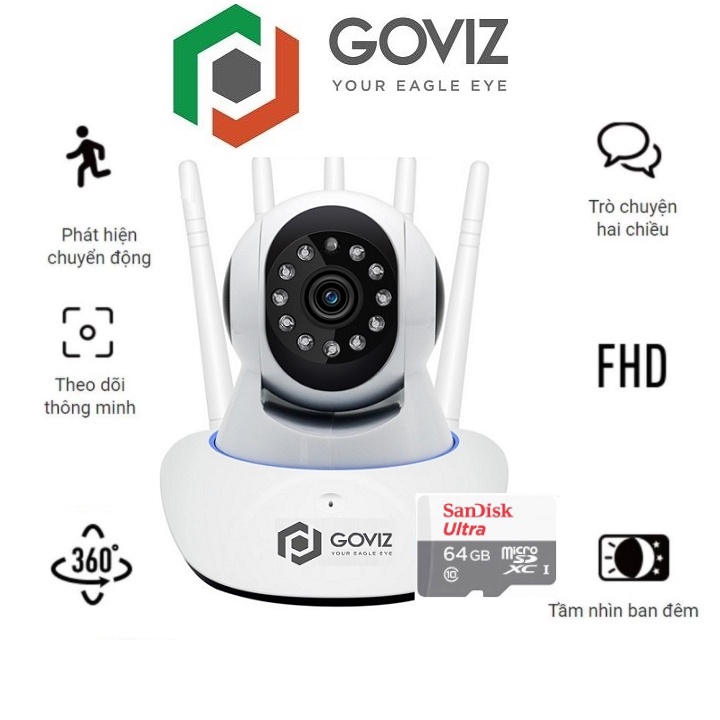 Camera wifi GOVIZ 5R 3.0Mpx Full HD 1080P Đàm thoại Ghi âm Báo Động