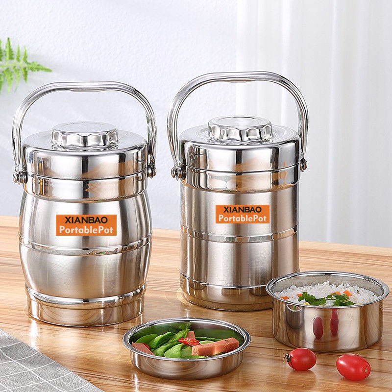 Hộp Cơm Inox XIANBAO Hàng Chính Hãng - Cặp Lồng Giữ Nhiệt INOX 304 1,6 Lít
