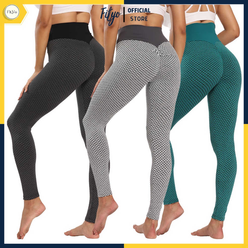 Quần tập gym nữ yoga FITYO FY01 cạp cao chun mông tôn dáng vải legging 3D co dãn 4 chiều thoáng mát