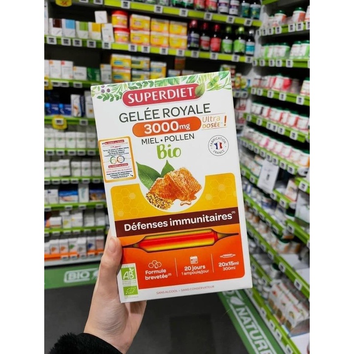 Sữa ong chúa Gelée Royale 3000mg BIO - hãng Superdiet - nội địa Pháp