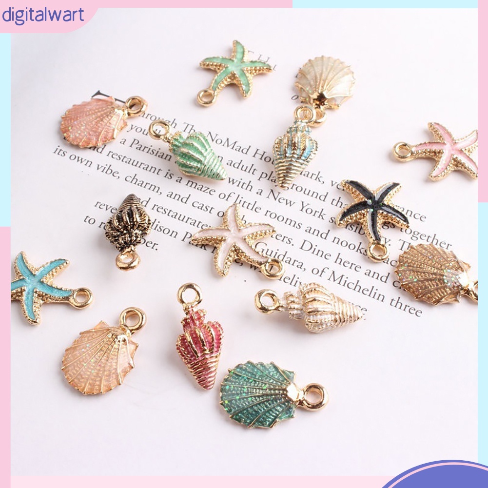 Set 10 mặt dây chuyền hình vỏ sò / ốc / sao biển tự làm đồ trang sức