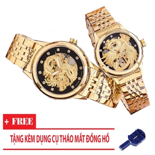 Đồng hồ cặp chạy cơ Automatic Rồng Phượng thương hiệu TEVISE + tặng kèm dụng cụ tháo mắt