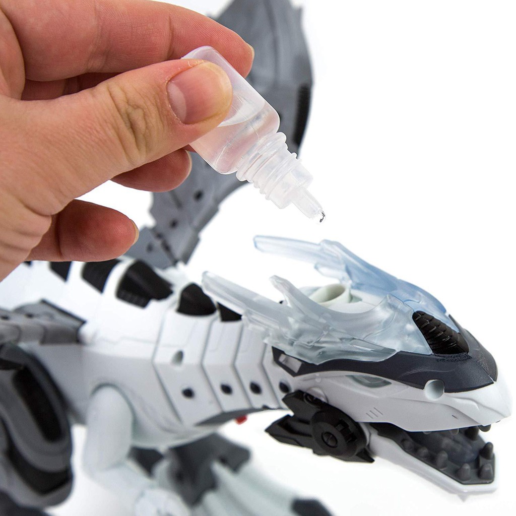 Robot đồ chơi-Robor khủng long phun khói-Có đèn-Có nhạc-Chạy bằng pin-Biết tự di chuyển và quay đầu khi gặp vật cản