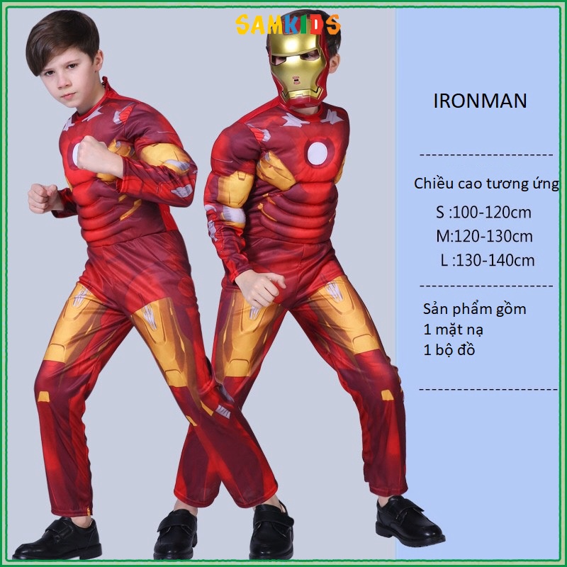 Người sắt hóa trang cho bé trai bộ quần áo trẻ em Iron man đồ chơi hóa trang halloween độn bông COS2114
