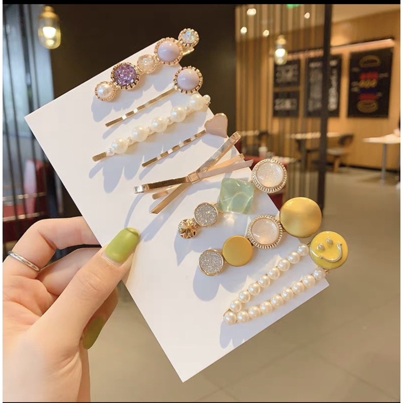 Kẹp tóc đính đá  ❤️[Set 5 chiếc]❤️Cặp tóc mái -đẹp siêu hot TT212