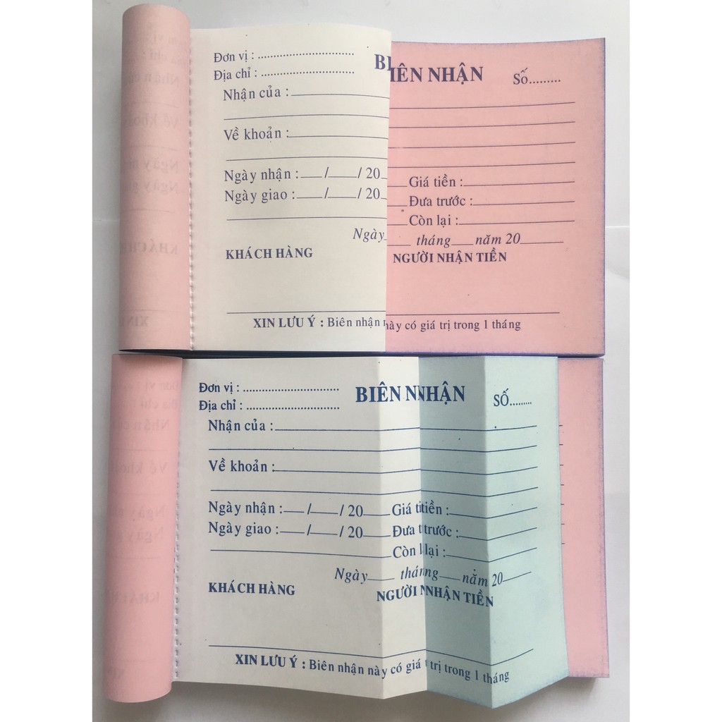 Biên nhận 2 liên