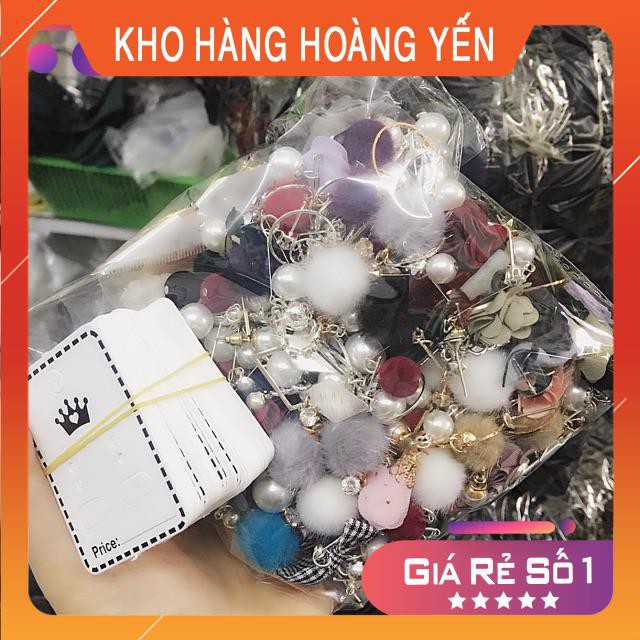 Combo 100 đôi khuyên quảng châu quả bông, nơ hoa, đá