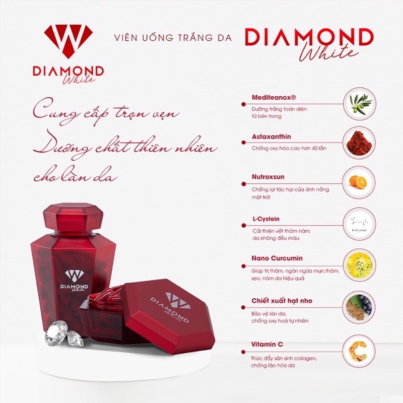 (Chính hãng ,nguyên tem mã) viên uống trắng da Ngọc trinh diamond white | BigBuy360 - bigbuy360.vn