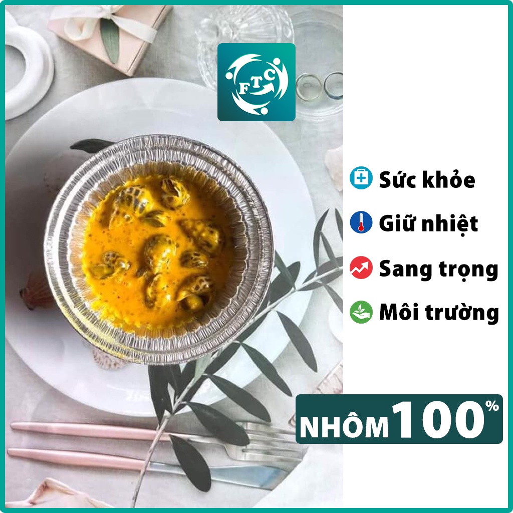 Khay nhôm FTC set 20 hộp nhôm tròn hàng chính hãng đa dạng kích thước