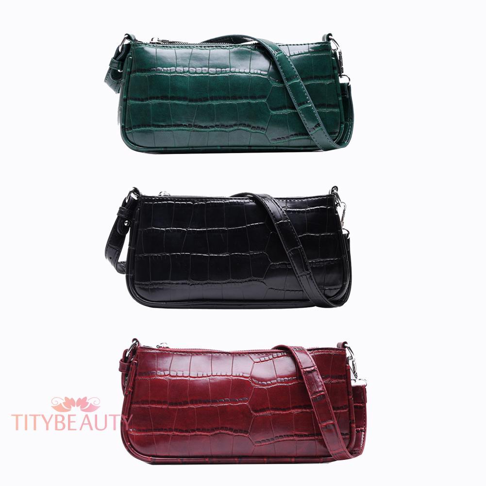 Retro Handbag Women Crocodile Leather Travel Totes Office Lady Shoulder Bag