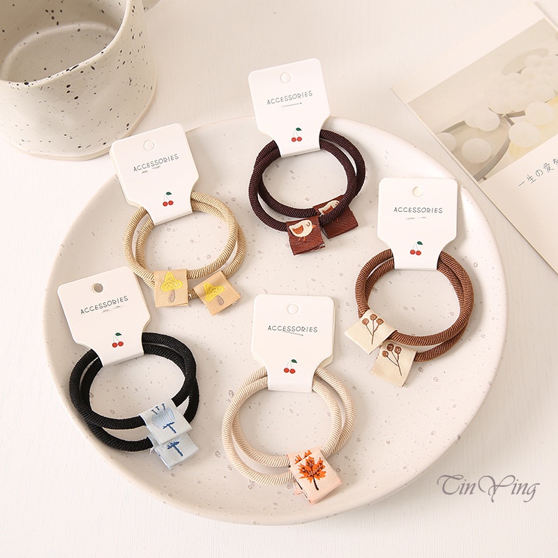 GETNOIVAS Set 2 Dây Buộc Tóc Màu Trơn Độ Co Giãn Cao Đơn Giản Độ Co Giãn Cao 2 Cái