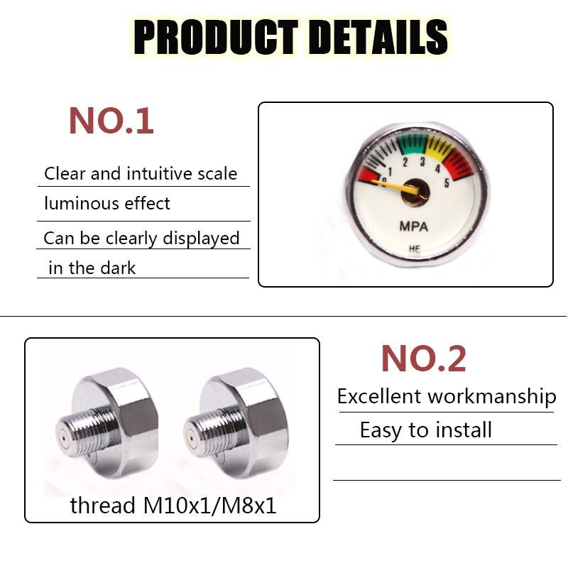1 Đồng Hồ Đo Áp Suất Không Khí 25mm 5Mpa 10Mpa 20Mpa 30Mpa 35Mpa 40Mpa 1 Inch M10x1