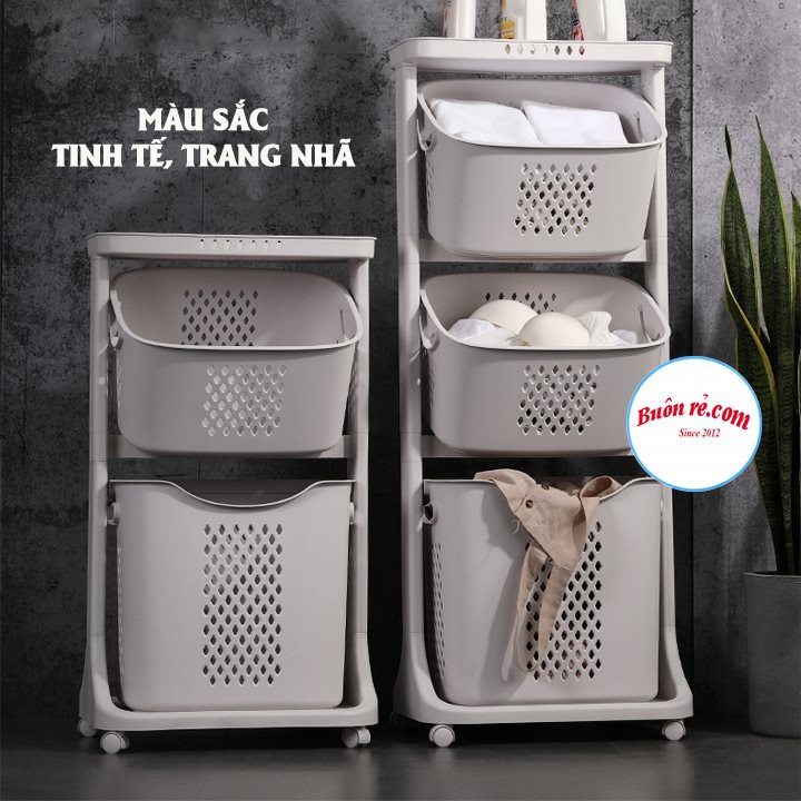 Kệ nhựa plastic 4 tầng Việt Nhật (3 giỏ + 1 nắp) - Kệ đựng đồ dùng cho bé, quần áo, khăn, tã, sữa có bánh xe - br 01233