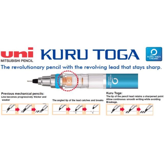 Bút chì bấm xoay tự động Uni Kuru Toga M5-450T hàng chính hãng