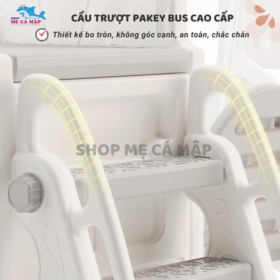 Cầu trượt cho bé Bus Pakey nhập khẩu chính ngạch, cầu trượt chịu tải trọng 100kg chắc chắn [HÀNG CÓ SẴN]