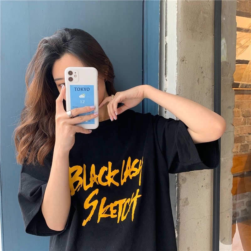 Áo thun phông nam nữ PINK tay lỡ form rộng BLACK LASH Unisex