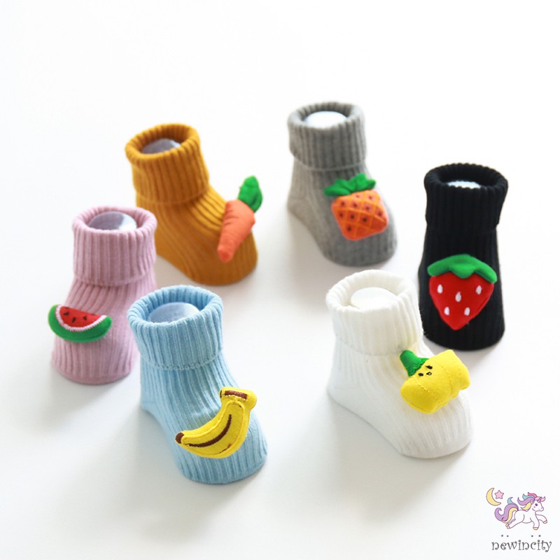 Tất cotton đính trái cây xinh xắn cho bé