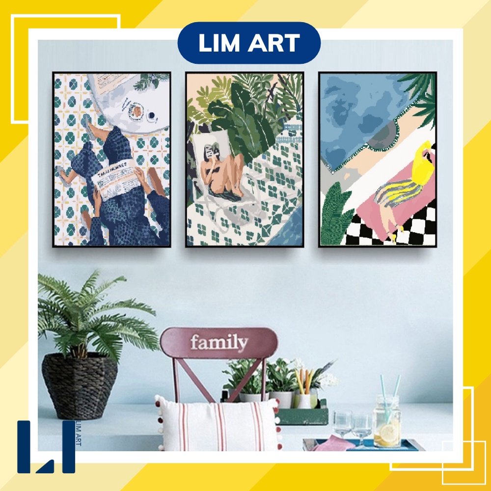 Tranh sơn dầu số hoá có khung LIM Art - Tranh tô màu theo số trừu tượng, kì nghỉ mùa hè