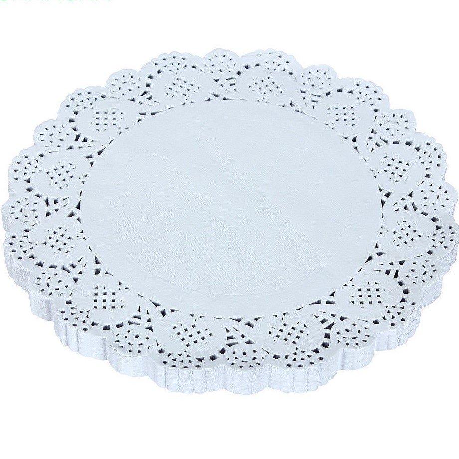 Bộ 20 tấm giấy ren tròn màu trắng dùng trang trí journal