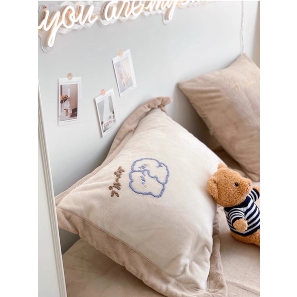 Set Bộ Vỏ Chăn Nỉ Nhung Cao Cấp Gấu Te.ddy Xinh Xắn -Shinbedding