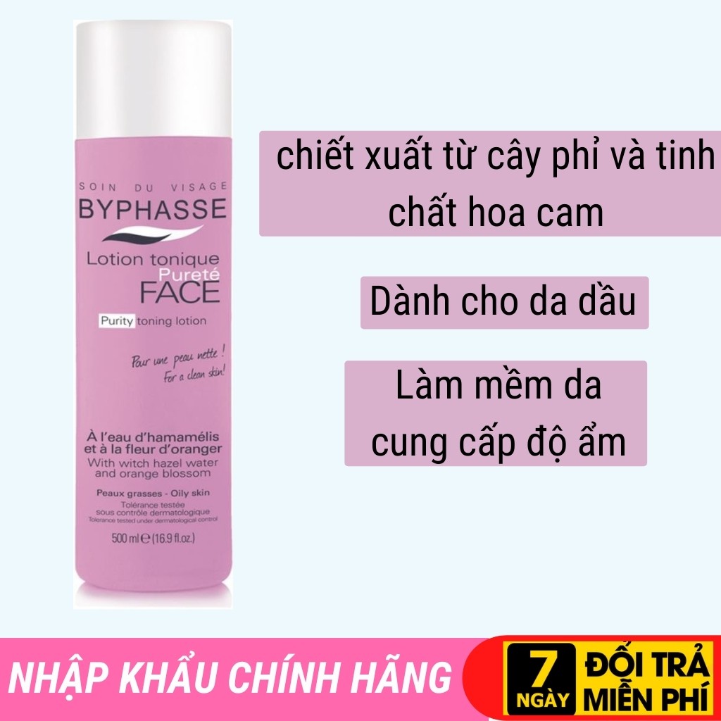 Nuớc hoa hồng NHH123468 BYPHASSE Purity Toning Lotion Tonique dành cho da dầu (500ml)