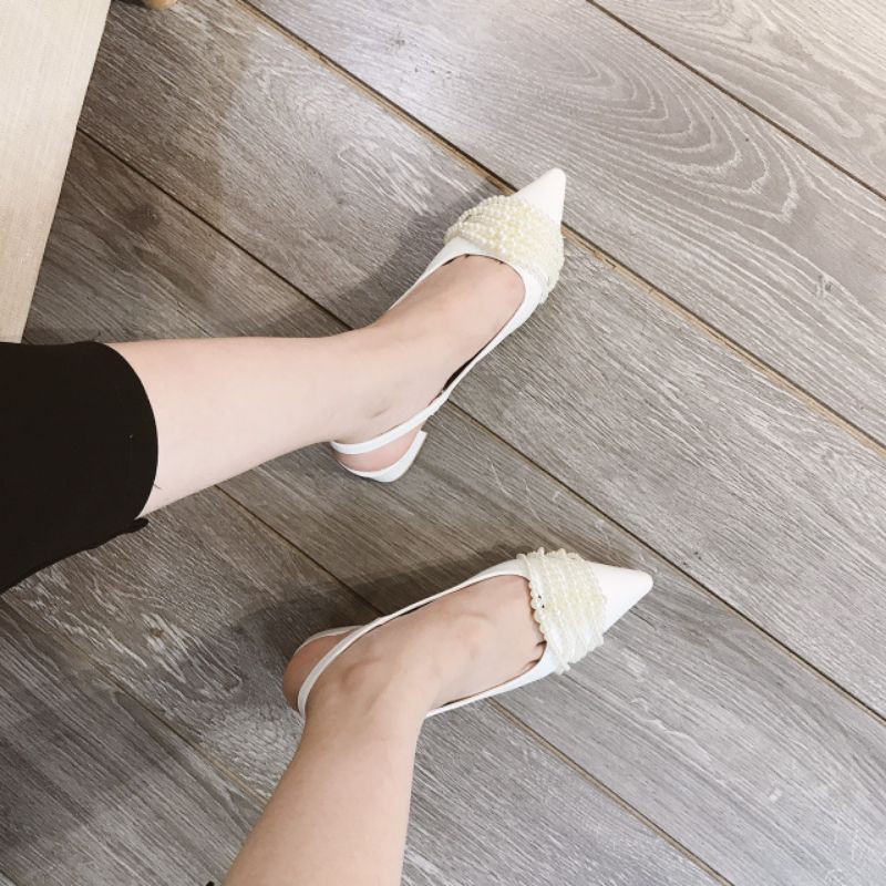 T(ẢNH THẬT) Sandal Gót Vuông 4p Mũi Phối Ngọc Da Mềm Êm Fullbox Cao Cấp