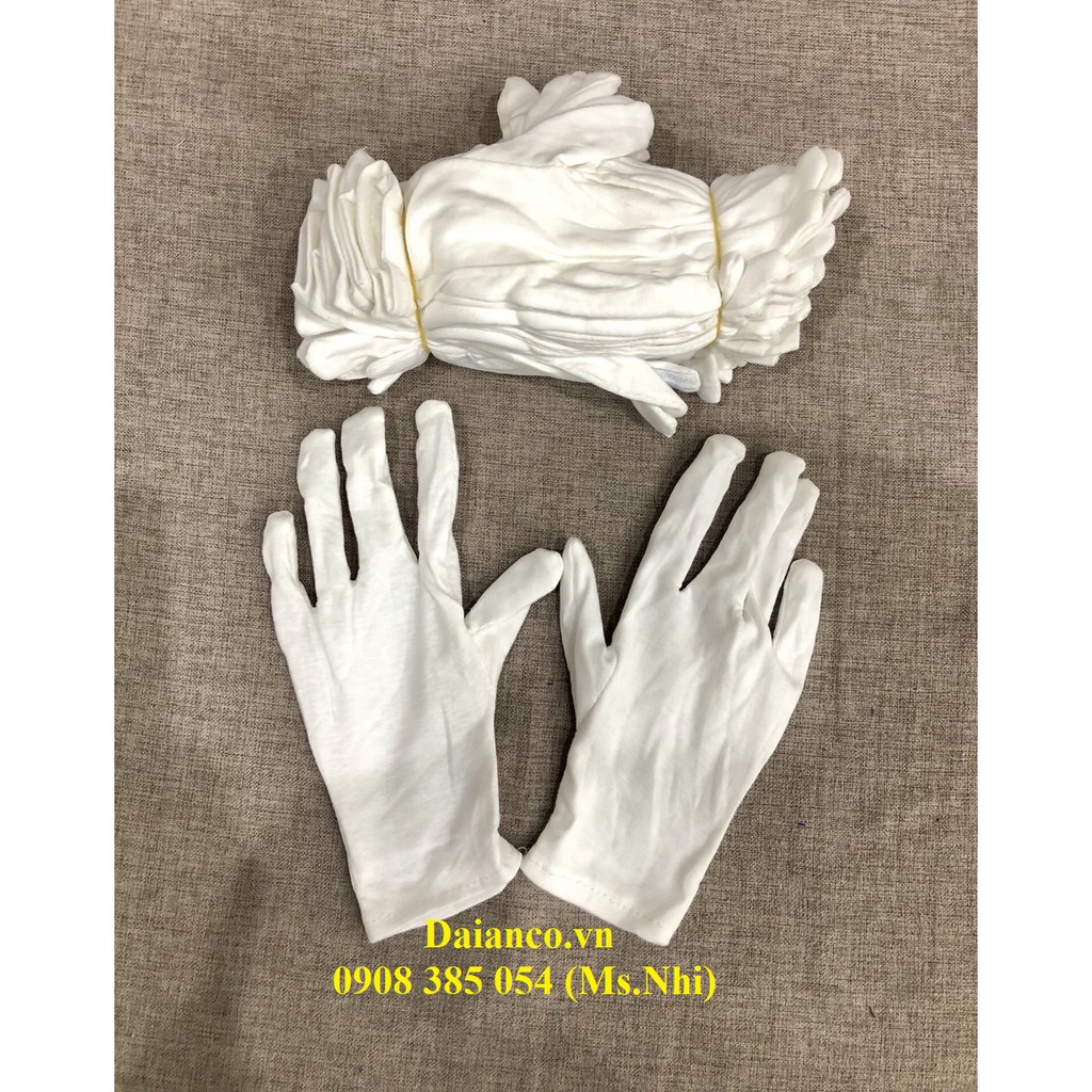 [HCM] Combo 10 đôi găng tay vải cotton trắng dùng kiểm trả hàng hóa, trang sức- Hình thật
