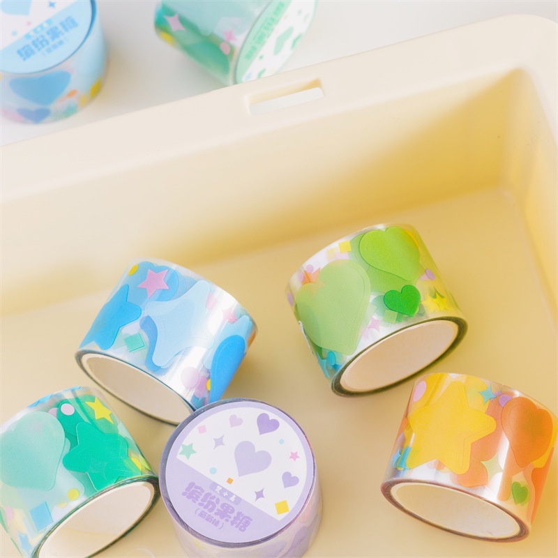 1 Cuộn Băng Keo Hình Trái Tim/Ngôi Sao Màu Sắc Ngọt Ngào