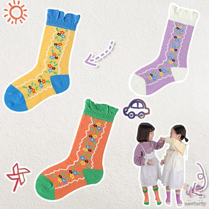 Đôi Tất Cotton In Hoa Xinh Xắn Cho Bé Gái