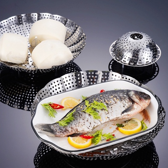 Vỉ Hấp Bằng Thép Không Gỉ 430 Có Thể Gấp Gọn Tiện Dụng