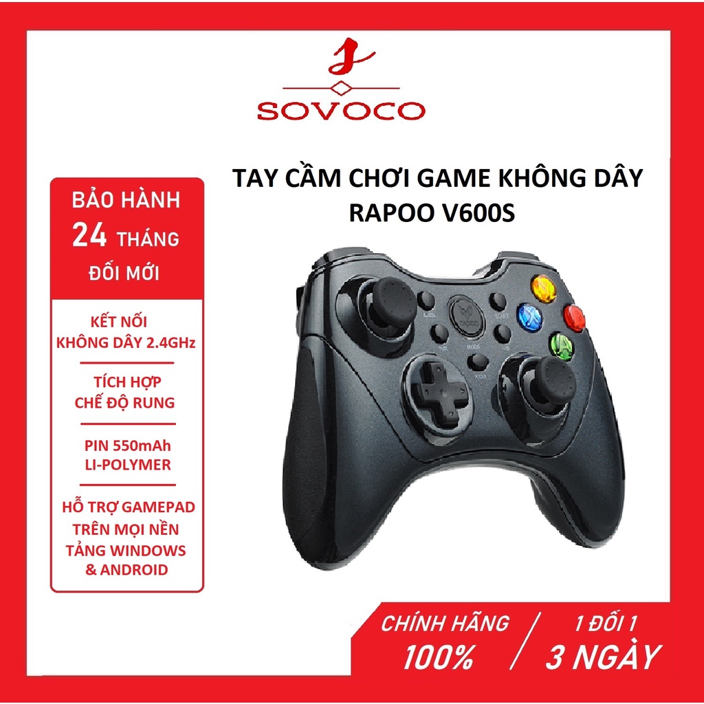 Tay cầm chơi game không dây Rapoo V600S - HÀNG CHÍNH HÃNG - BẢO HÀNH 24 THÁNG ĐỔI MỚI