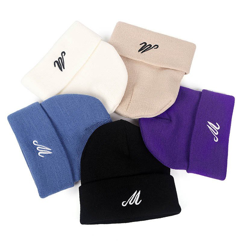 Nón len thêu chữ M hoa đơn giản nhiều màu UNISEX nam nữ