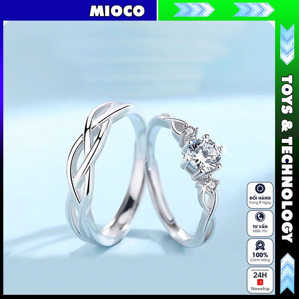 Nhẫn cặp đôi nam nữ MIOCO NB14, cao cấp thời trang thiết kế hở dễ dàng điều chỉnh kích cỡ, bạn thân tình yêu mẫu mới