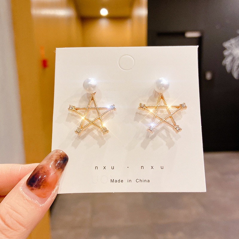 Khuyên tai đính ngọc trai/kim cương nhân tạo thời trang Hàn Quốc 2021 sành điệu