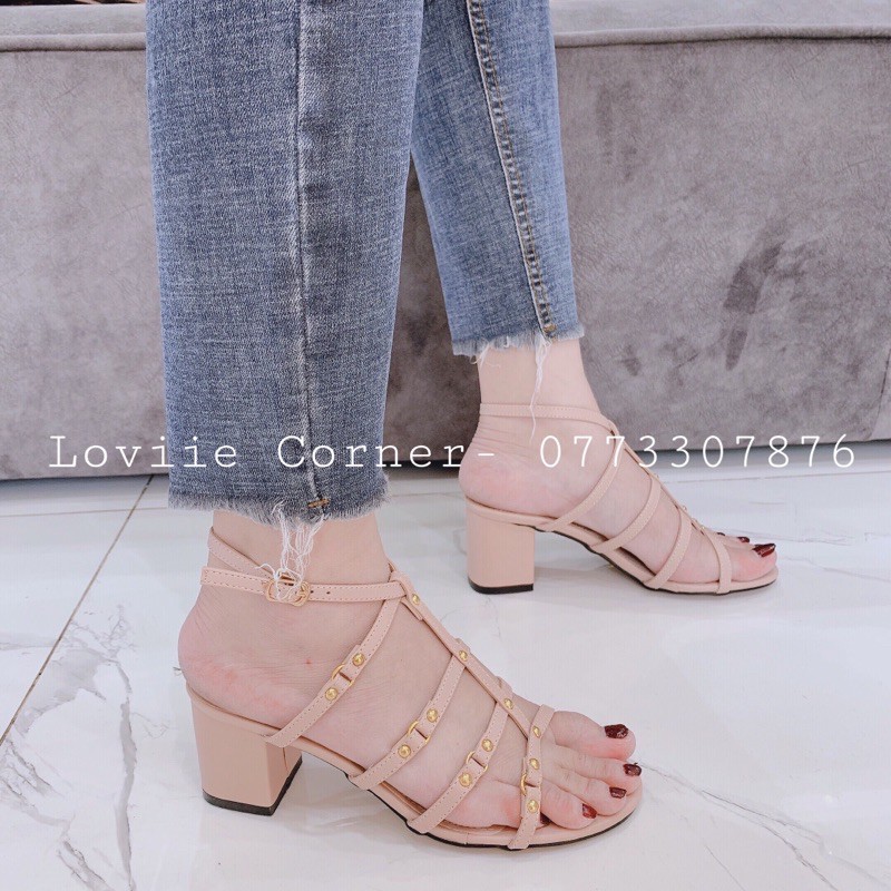 LOVIIECORNER- SANDAL CAO GÓT QUAI KIỂU ĐẾ VUÔNG 5 PHÂN - SANDAL NỮ QUAI KIỂU ĐẾ VUÔNG - ĐEN TRẮNG NÂU KEM - S210505