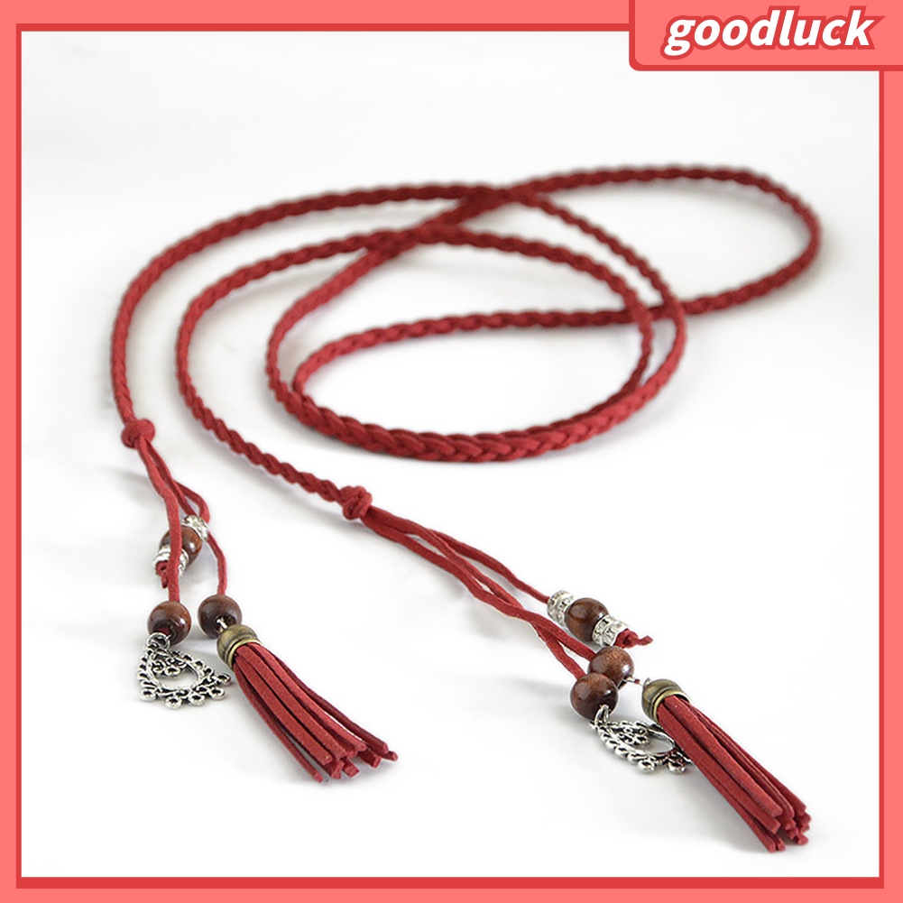 Thắt lưng dây bện đính hạt phối tua rua tinh tế