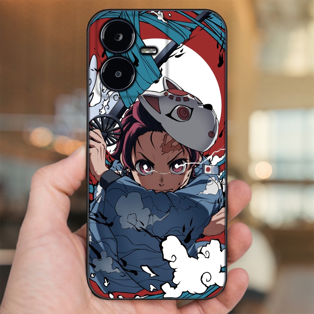 Ốp lưng Vivo Y22s viền đen in hình Tanjiro Kimetsu No Yaiba