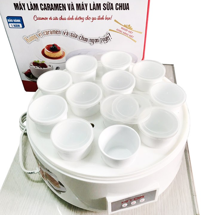 Máy làm sữa chua làm caramen và hấp Hitops 12 Cốc Sứ 3in1