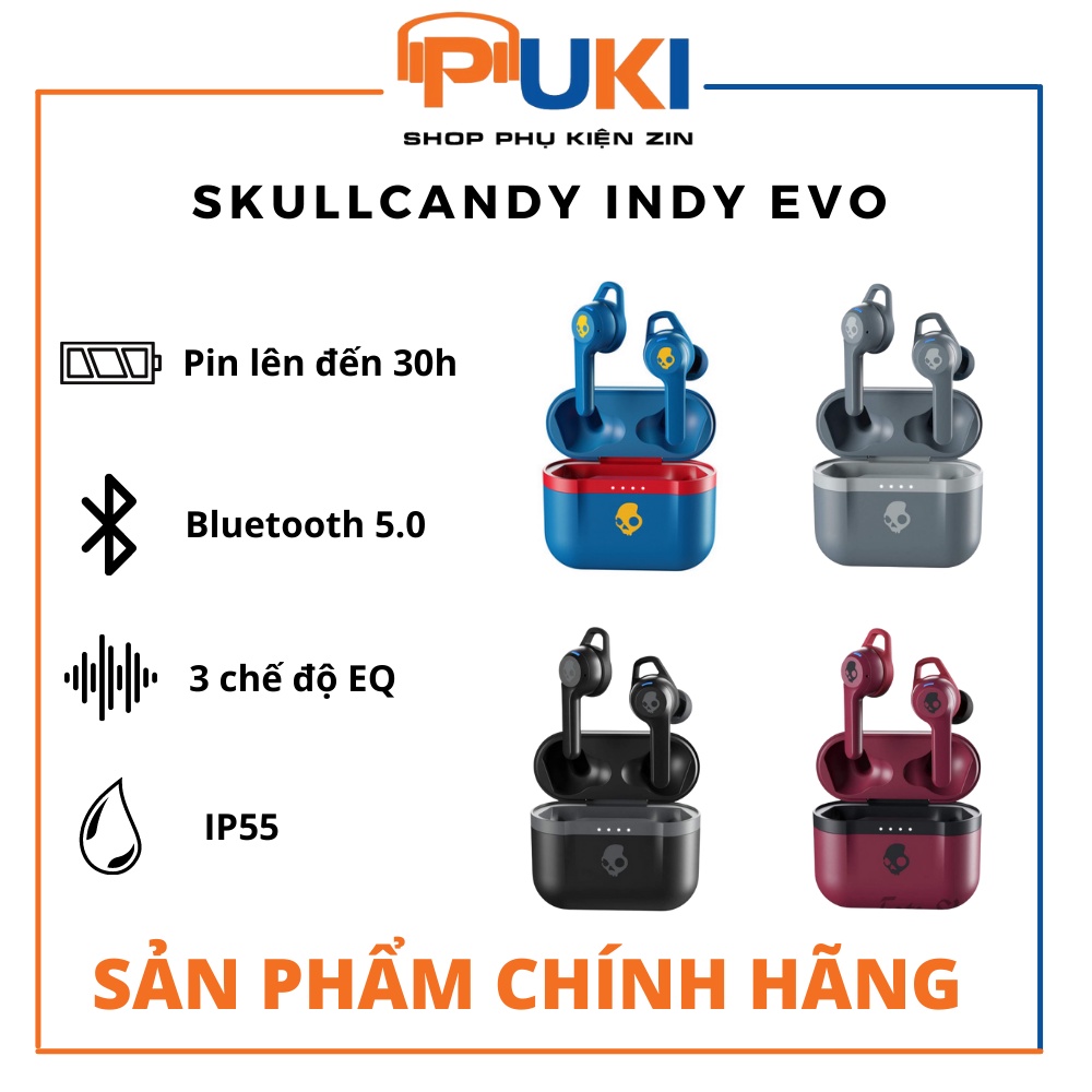 Tai Nghe True Wireless Skullcandy Indy Evo -Full box- Chính Hãng- Bảo Hành 12 Tháng | Nhiều màu sắc chọn lựa |