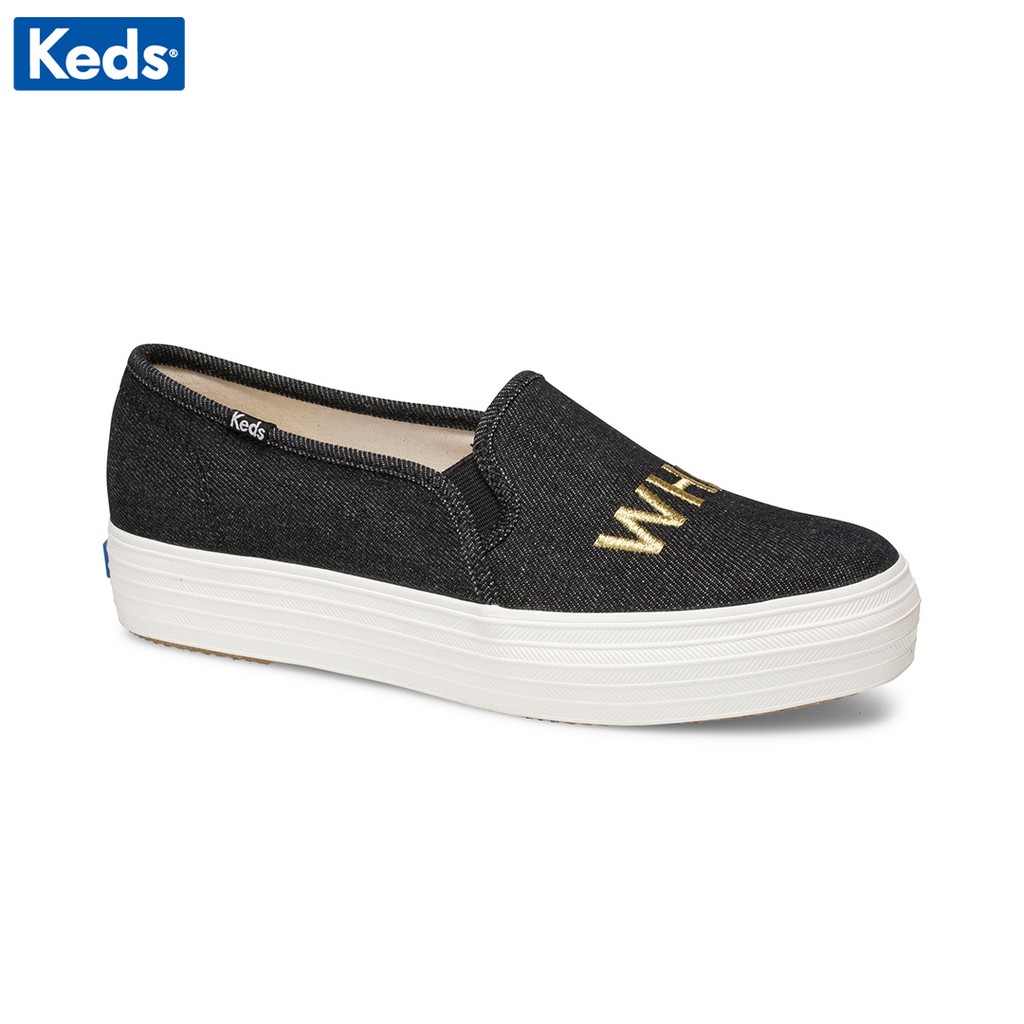 Giày Keds Nữ - Triple Decker Embroidery Black - KD060432