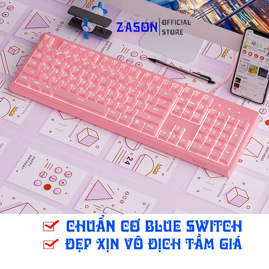 Bàn Phím Cơ Chuyên Game Yindiao K300 Blue Switch Có Nắp Bảo Hộ Tùy Chỉnh Chế Độ Full Led RGB