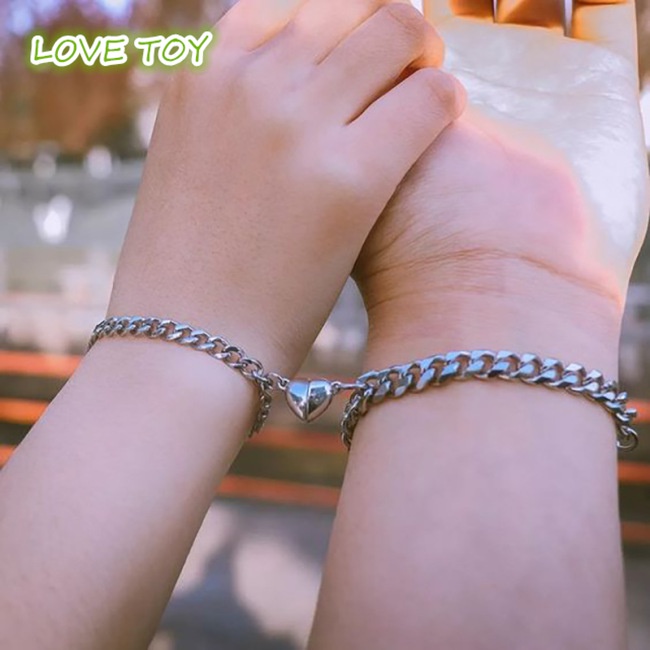 1 Cặp Vòng Tay Khóa Nam Châm Hình Trái Tim Sáng Tạo Cho Cặp Đôi