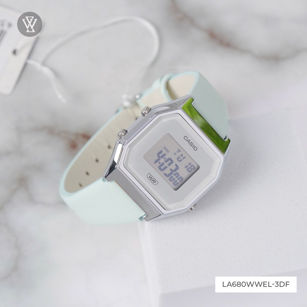 Đồng Hồ Quartz Nữ Casio WATCHSTORE LA680WEL-3DF Thiết Kế Mặt Kính Khoáng 24.6mm, Dây da Và Vỏ nhựa